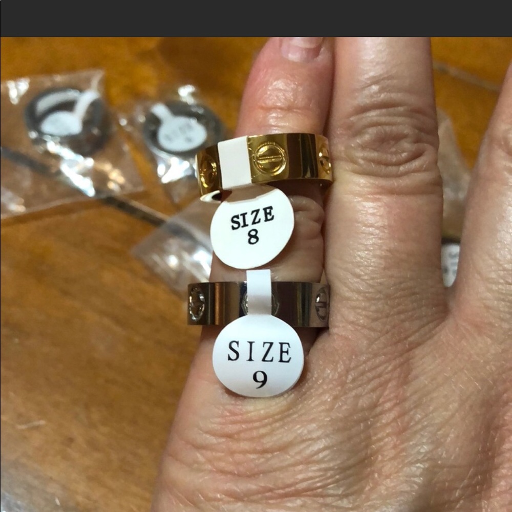Love screw rings.  Gold size 7 ...silver 7,8,9